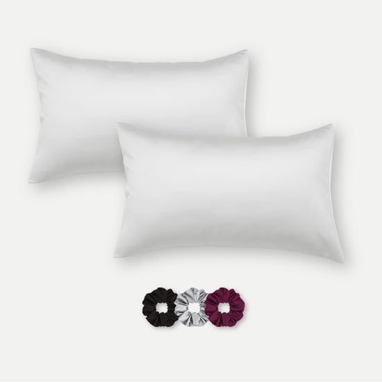 Satin Pillow Covers - Pack of 2 (With 3 free scrunchies)