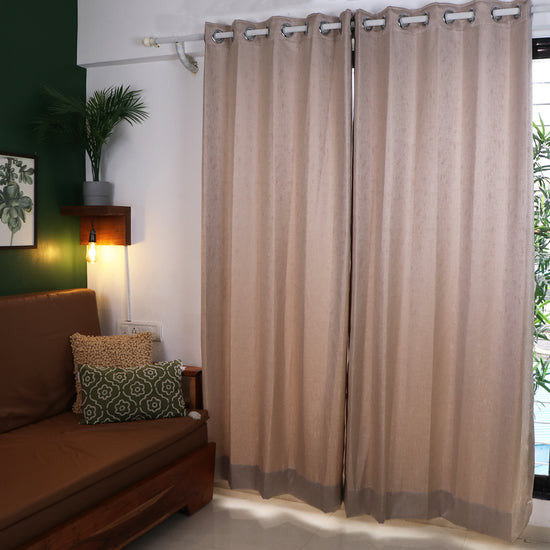 Dimout Curtains Brown Textured - Set of 2