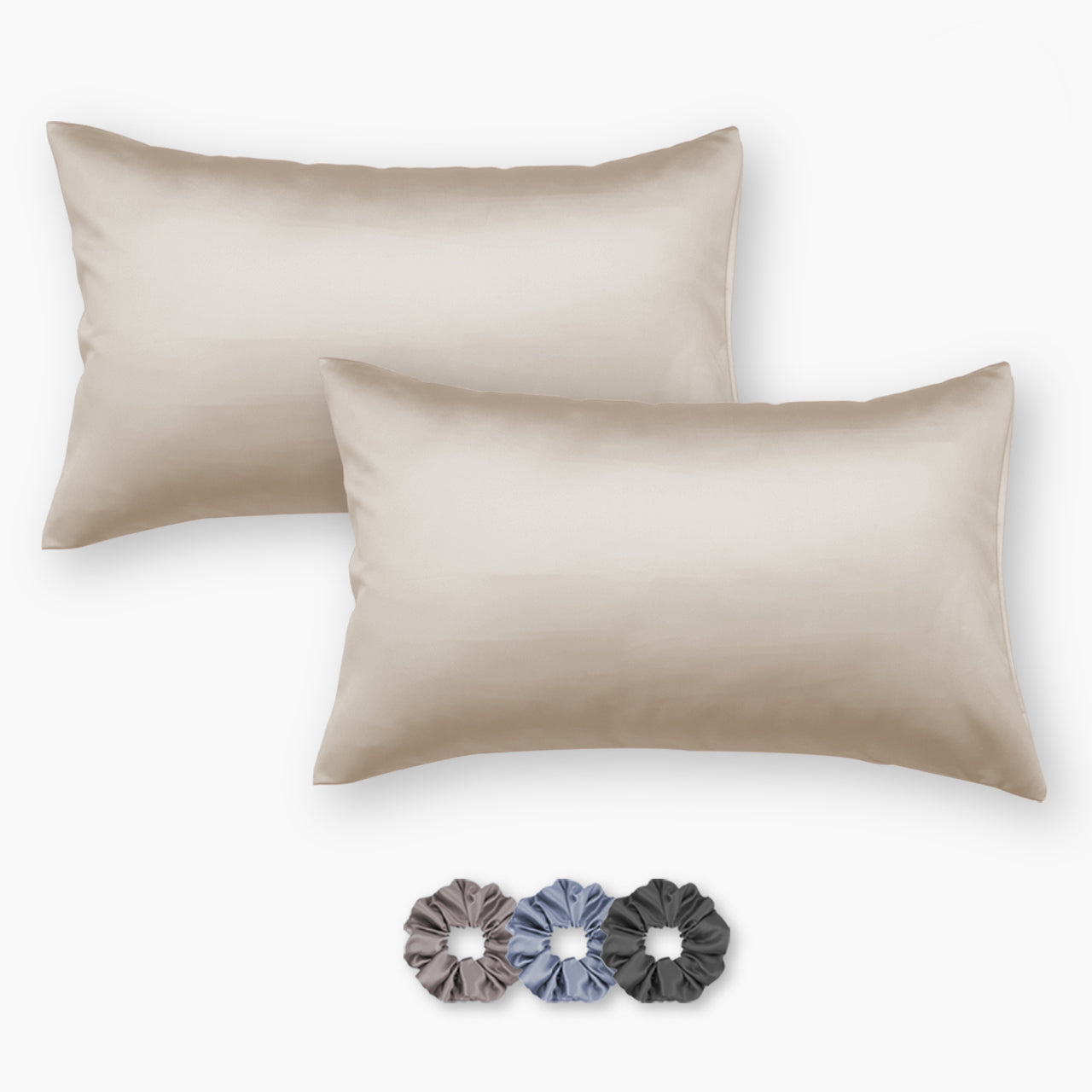 Satin Pillow Covers - Pack of 2 (With 3 free scrunchies)