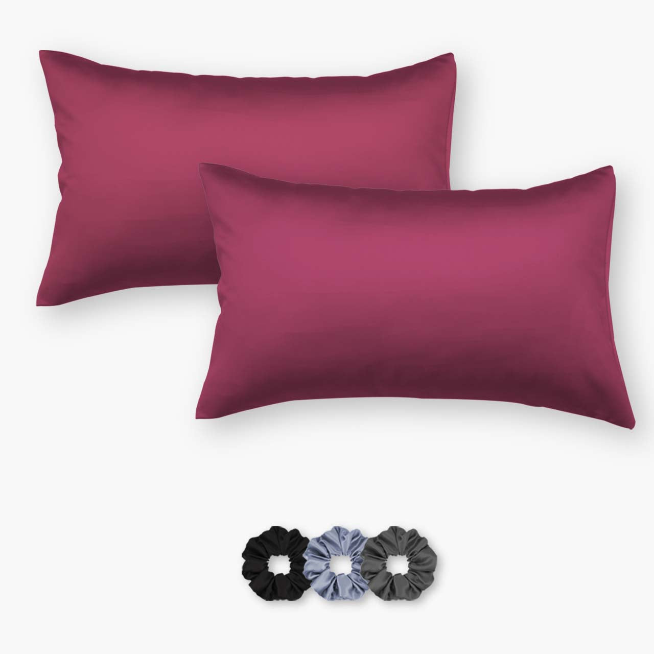 Satin Pillow Covers - Pack of 2 (With 3 free scrunchies)