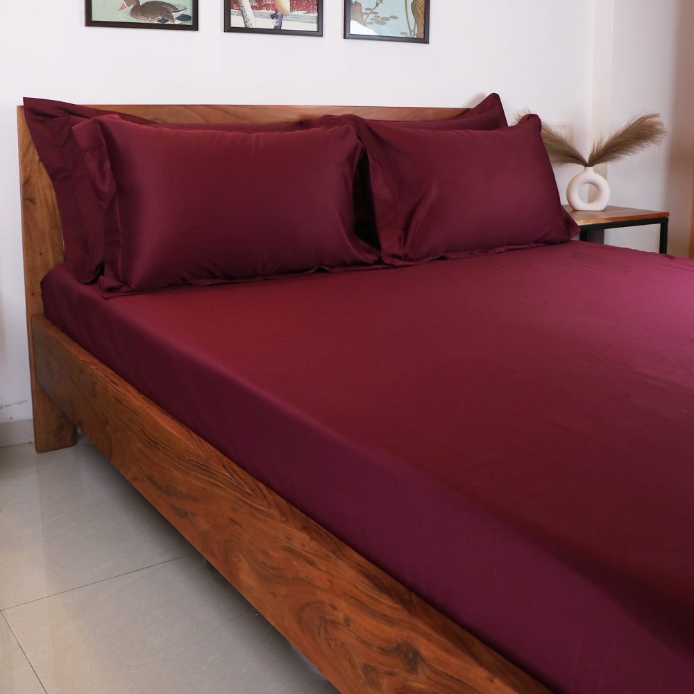 400 TC Cotton Bedsheet Set (Maroon)