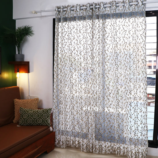 Seevo Embroidered Sheer Curtains - Set of 2