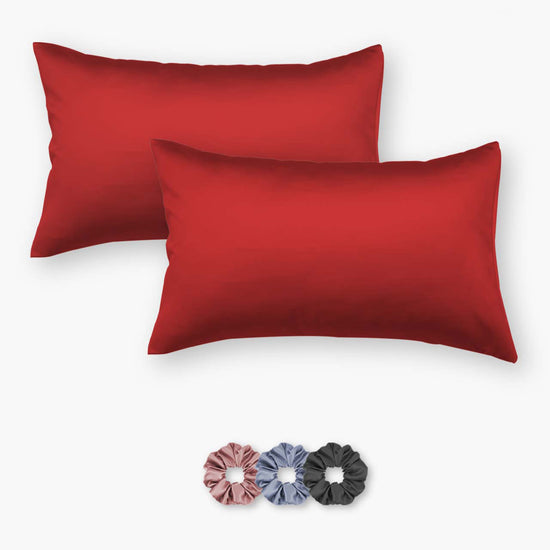 Satin Pillow Covers - Pack of 2 (With 3 free scrunchies)