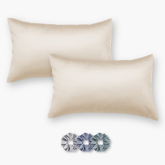 Satin Pillow Covers - Pack of 2 (With 3 free scrunchies)