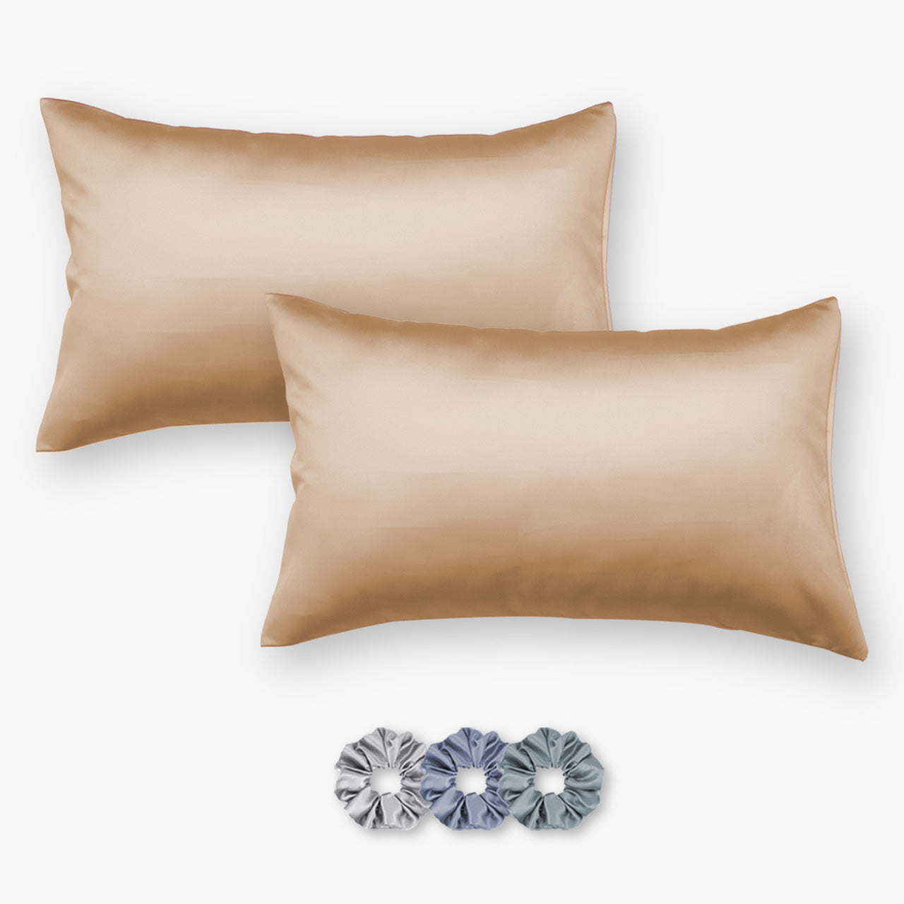 Satin Pillow Covers - Pack of 2 (With 3 free scrunchies)