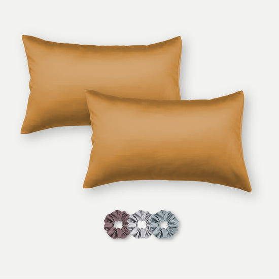 Satin Pillow Covers - Pack of 2 (With 3 free scrunchies)