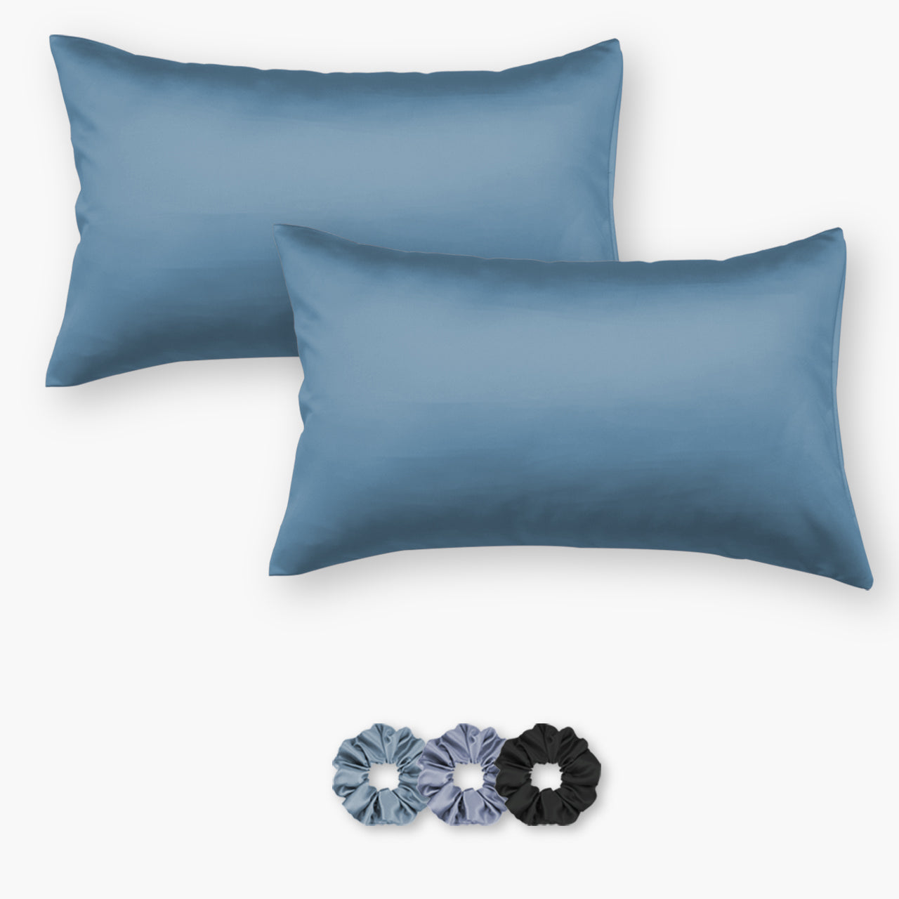 Satin Pillow Covers - Pack of 2 (With 3 free scrunchies)