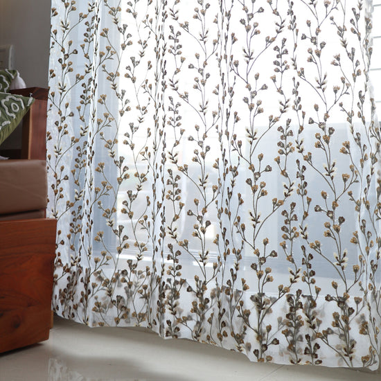 Seevo Embroidered Sheer Curtains - Set of 2