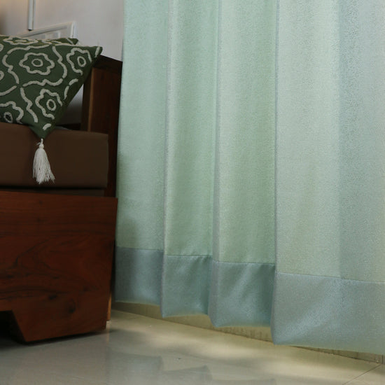 Dimout Curtains Green Textured - Set of 2