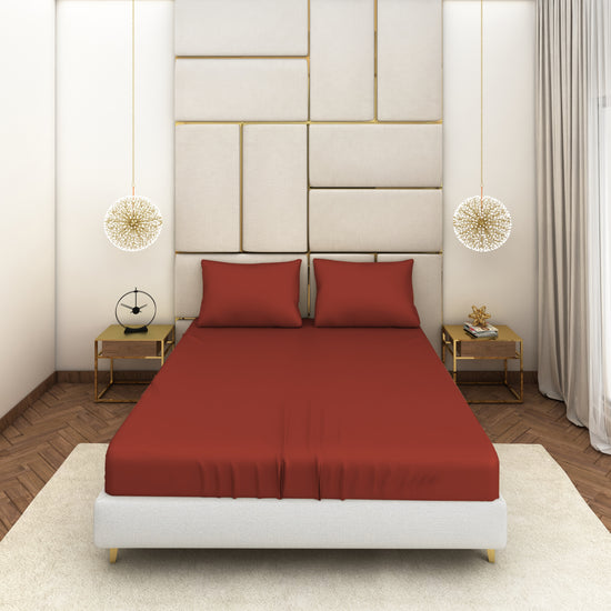 Rust Satin Bedsheet Set