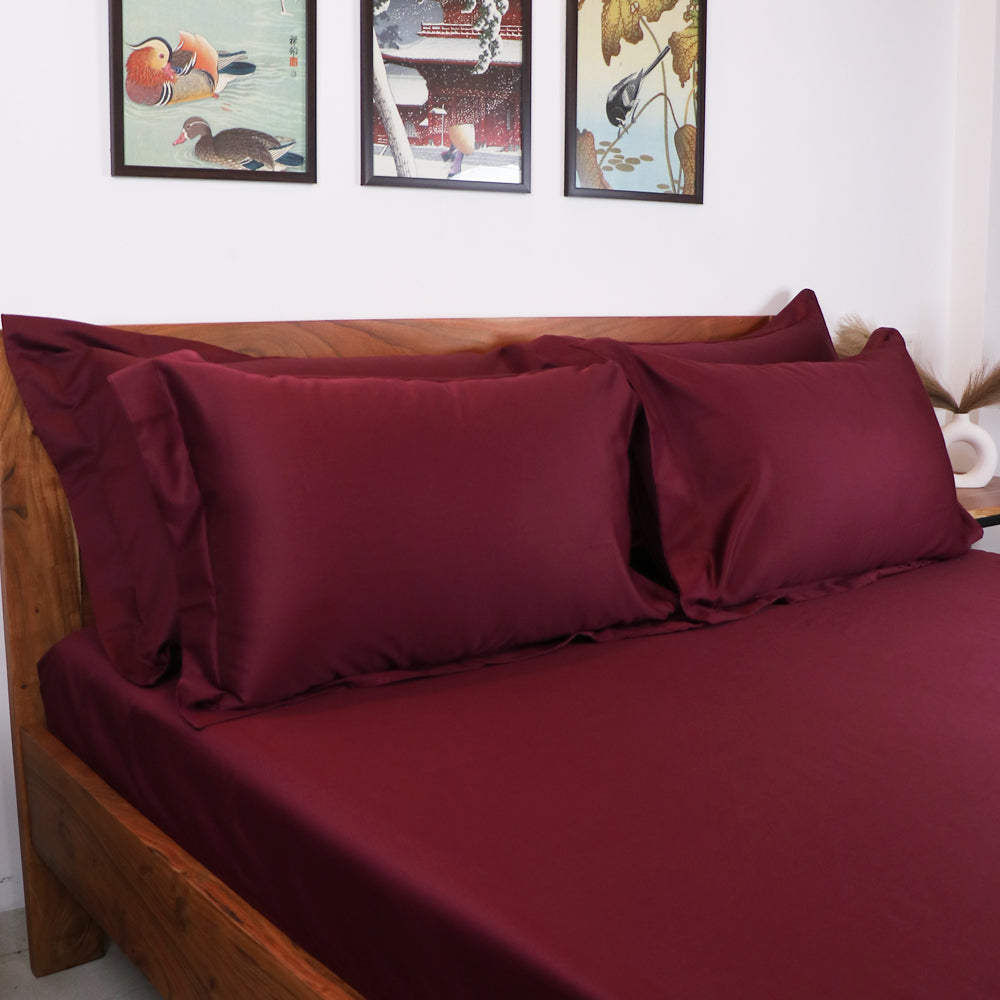 400 TC Cotton Bedsheet Set (Maroon)