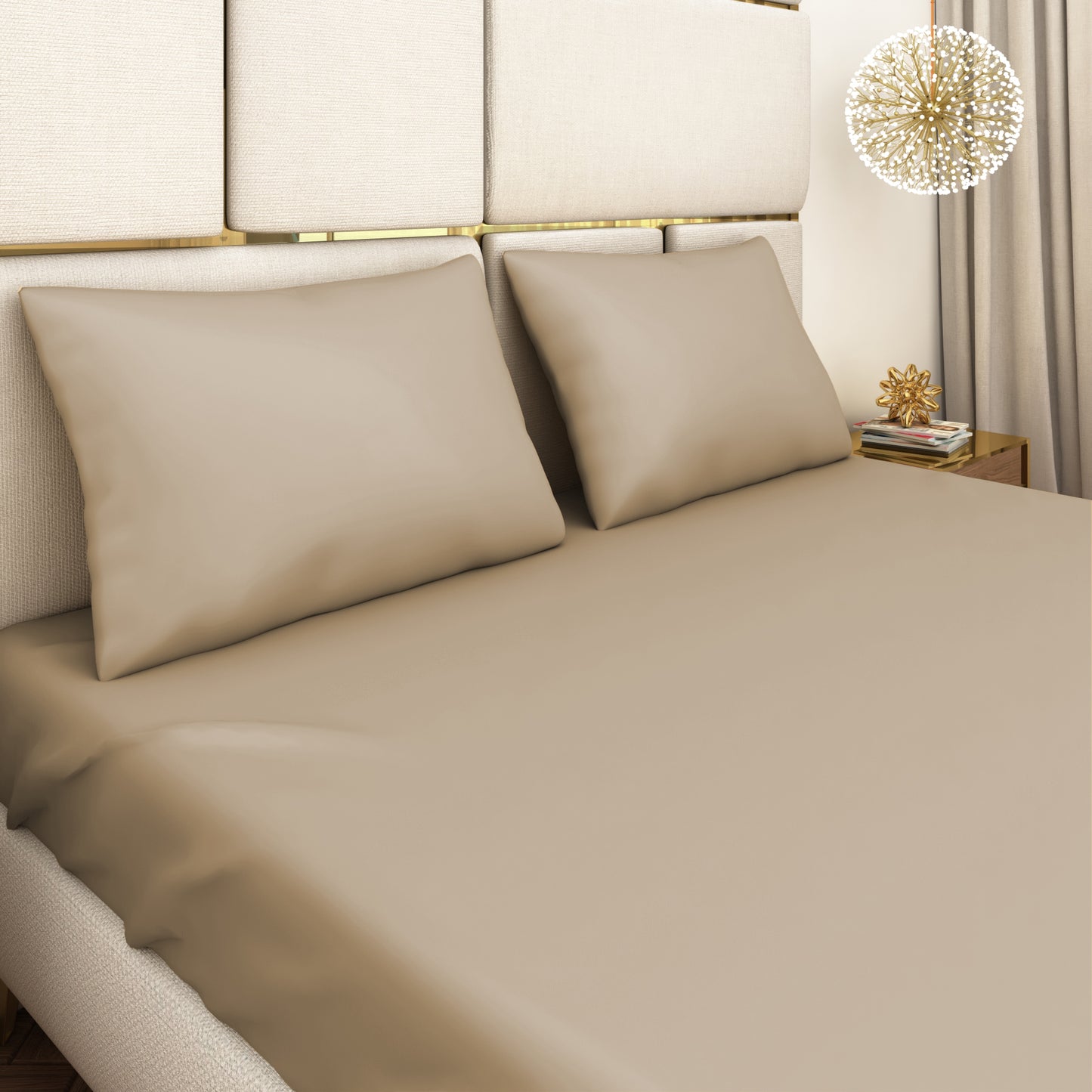 Beige Satin Bedsheet Set