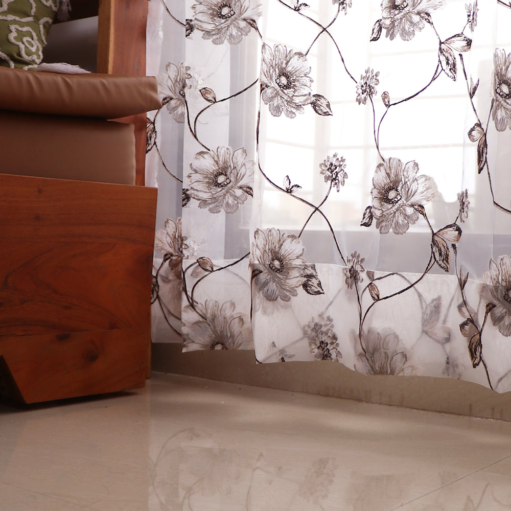 Seevo Embroidered Sheer Curtains - Set of 2