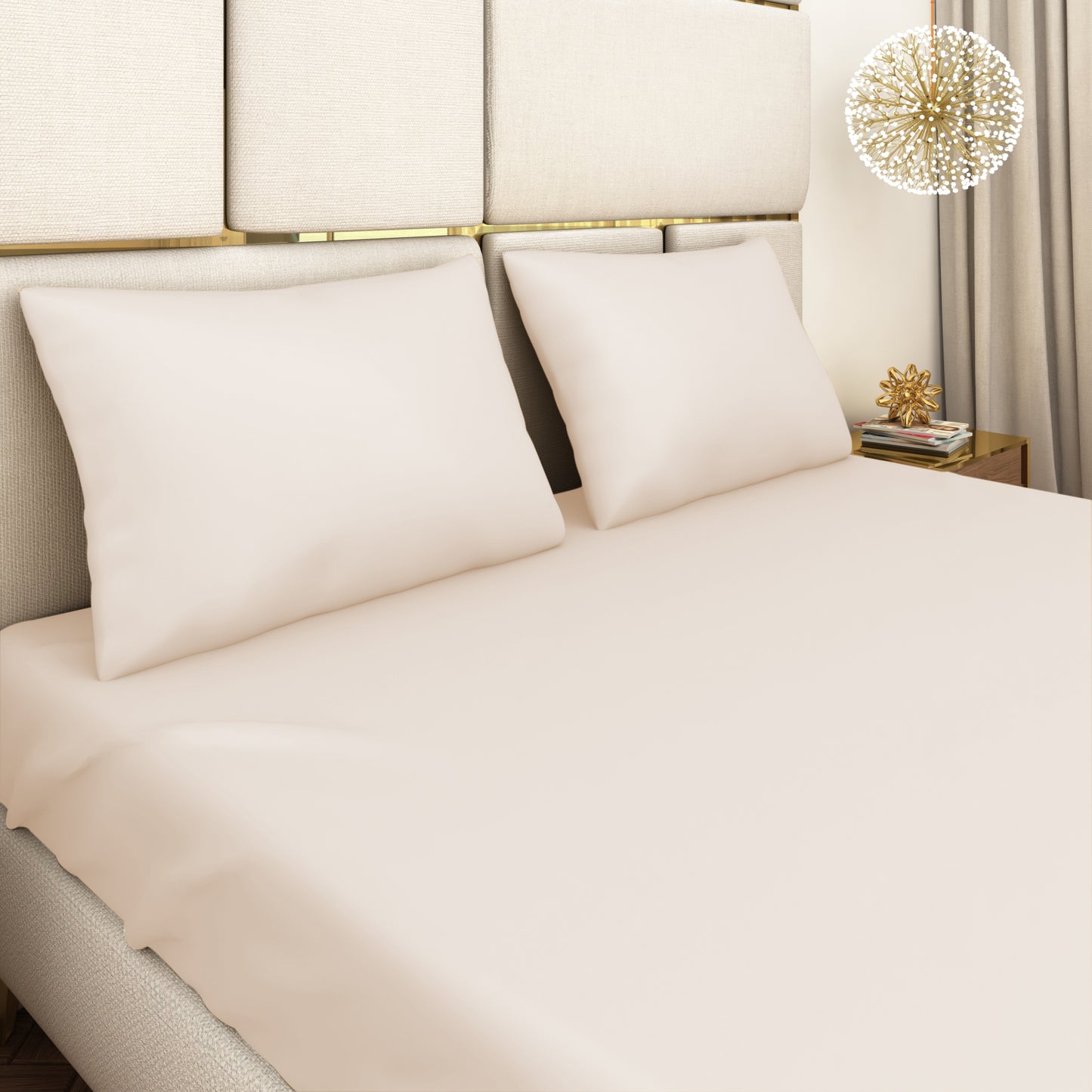 Cream Satin Bedsheet Set