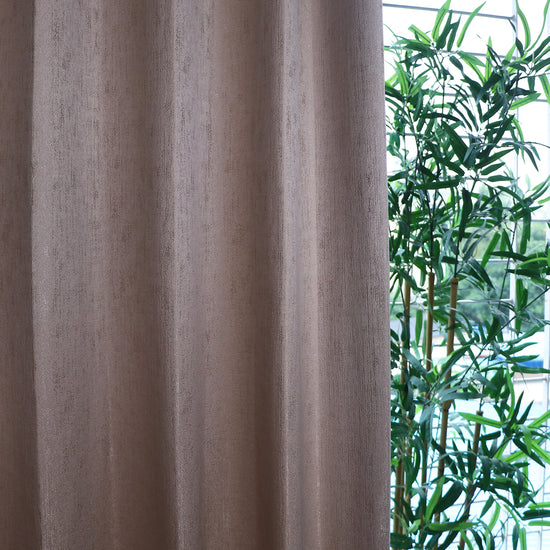 Dimout Curtains Brown Textured - Set of 2