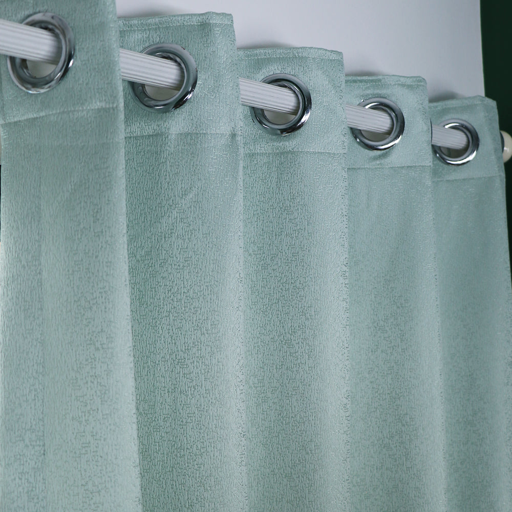 Dimout Curtains Green Textured - Set of 2