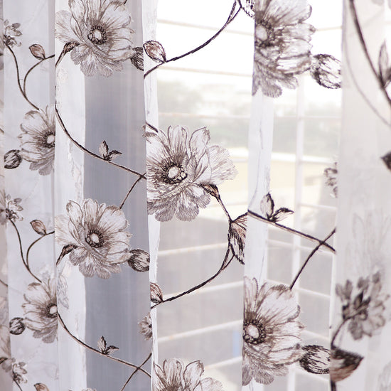 Seevo Embroidered Sheer Curtains - Set of 2