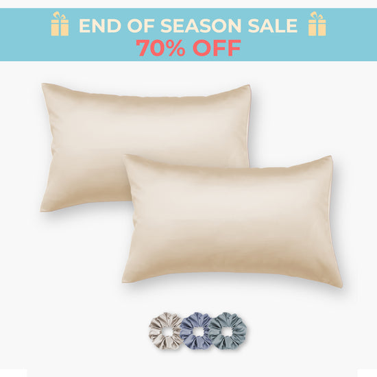 Satin Pillow Covers - Pack of 2 (With 3 free scrunchies)