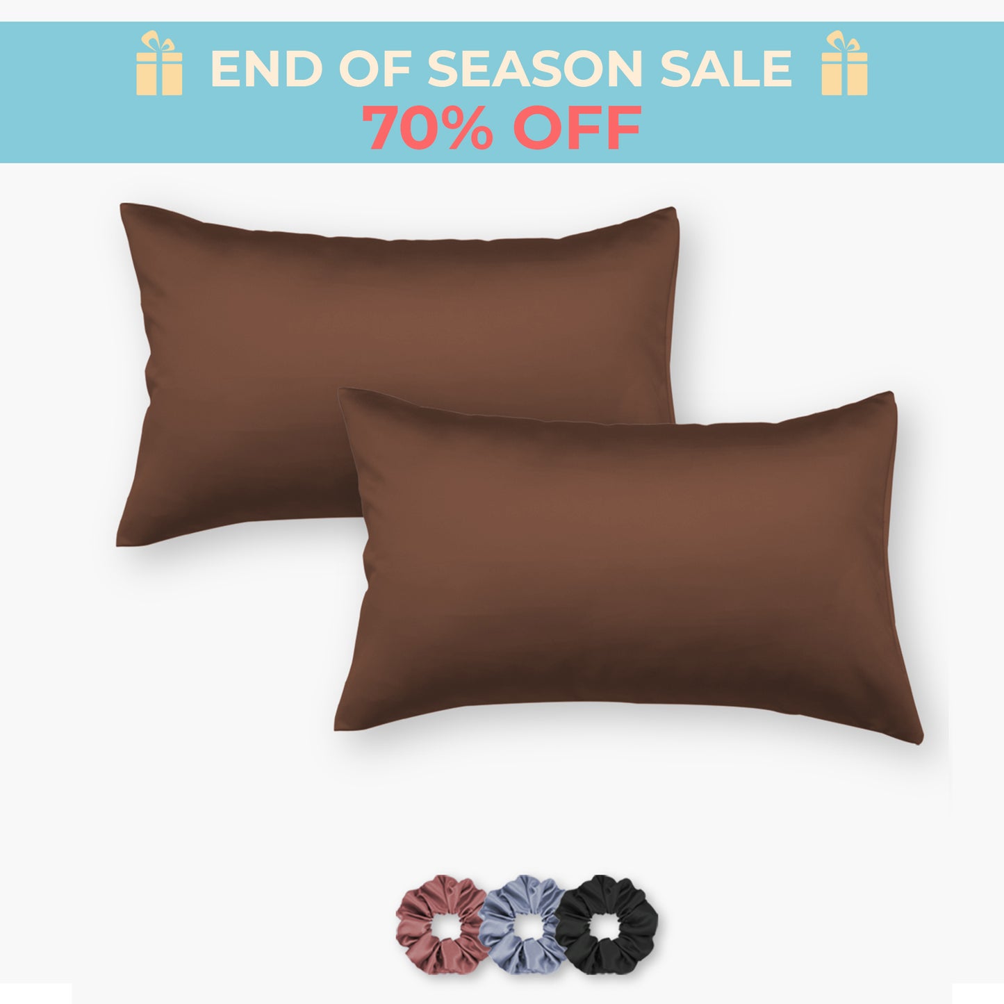 Satin Pillow Covers - Pack of 2 (With 3 free scrunchies)