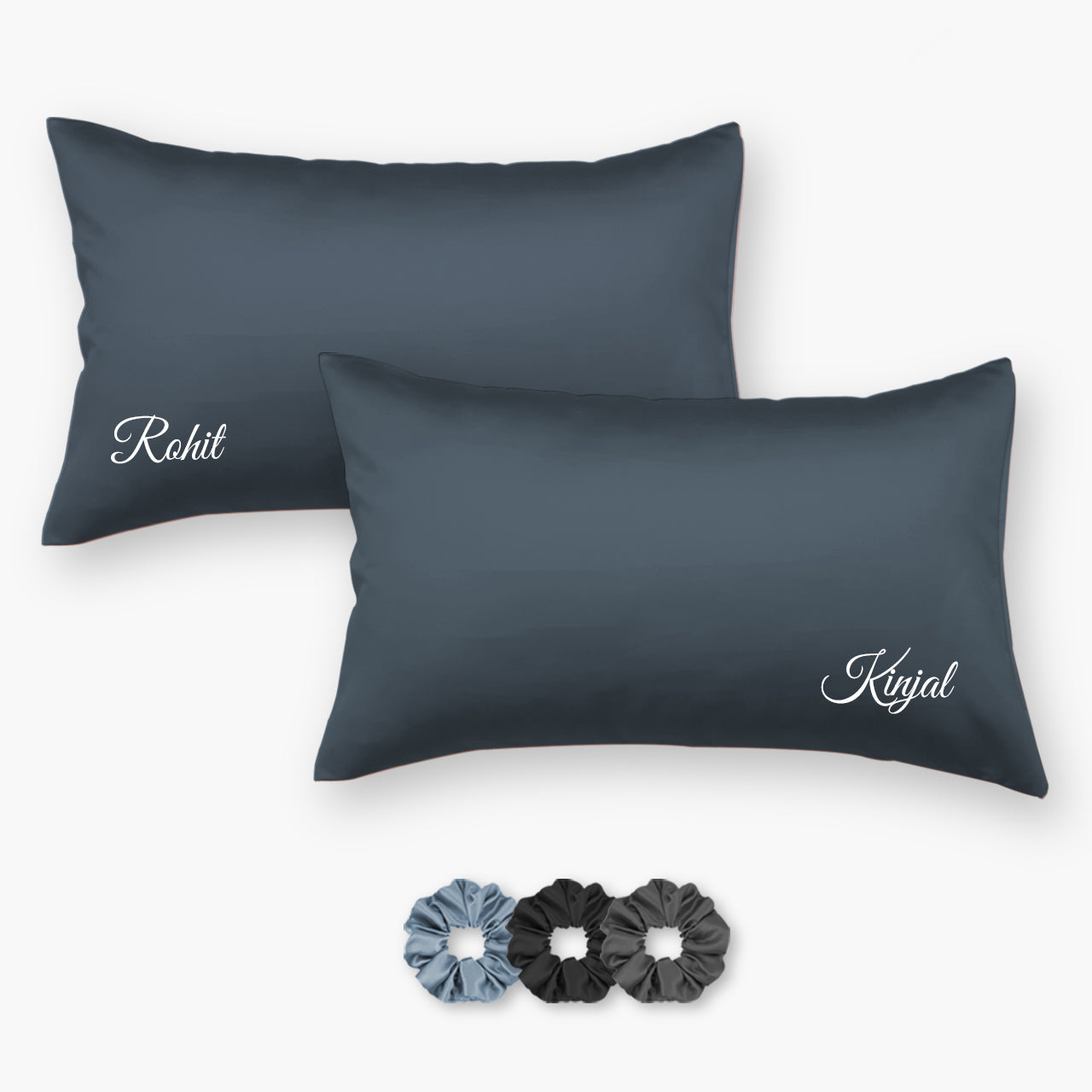 Personalized Satin Pillow Covers - Pack of 2 (With 3 free scrunchies)