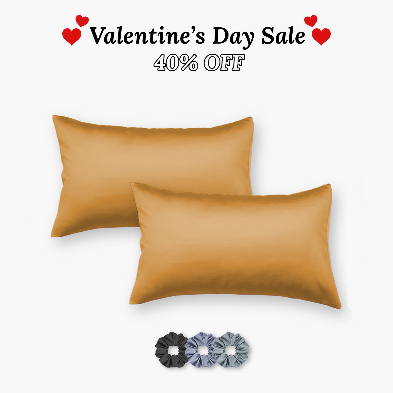 Satin Pillow Covers - Pack of 2 (With 3 free scrunchies)