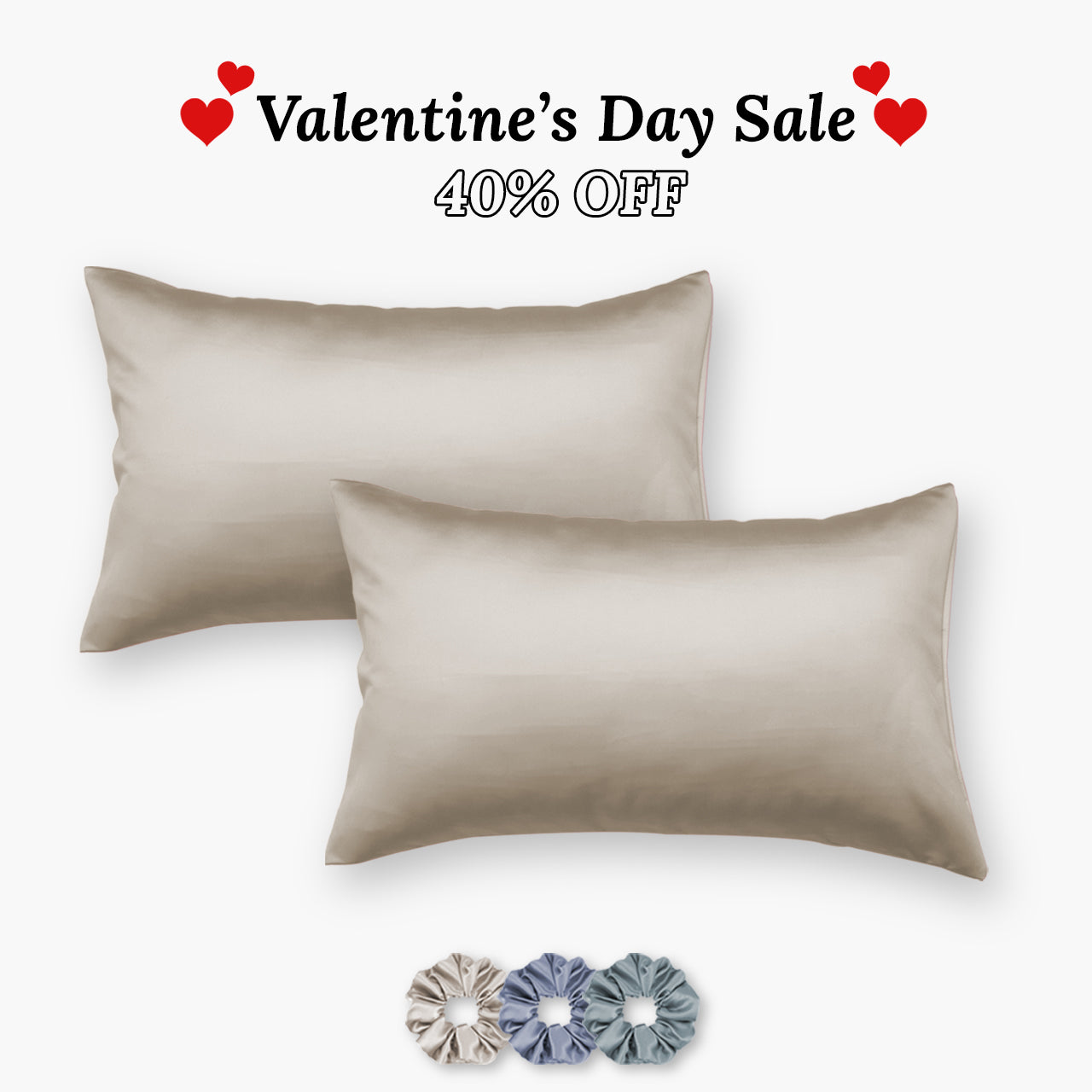 Satin Pillow Covers - Pack of 2 (With 3 free scrunchies)