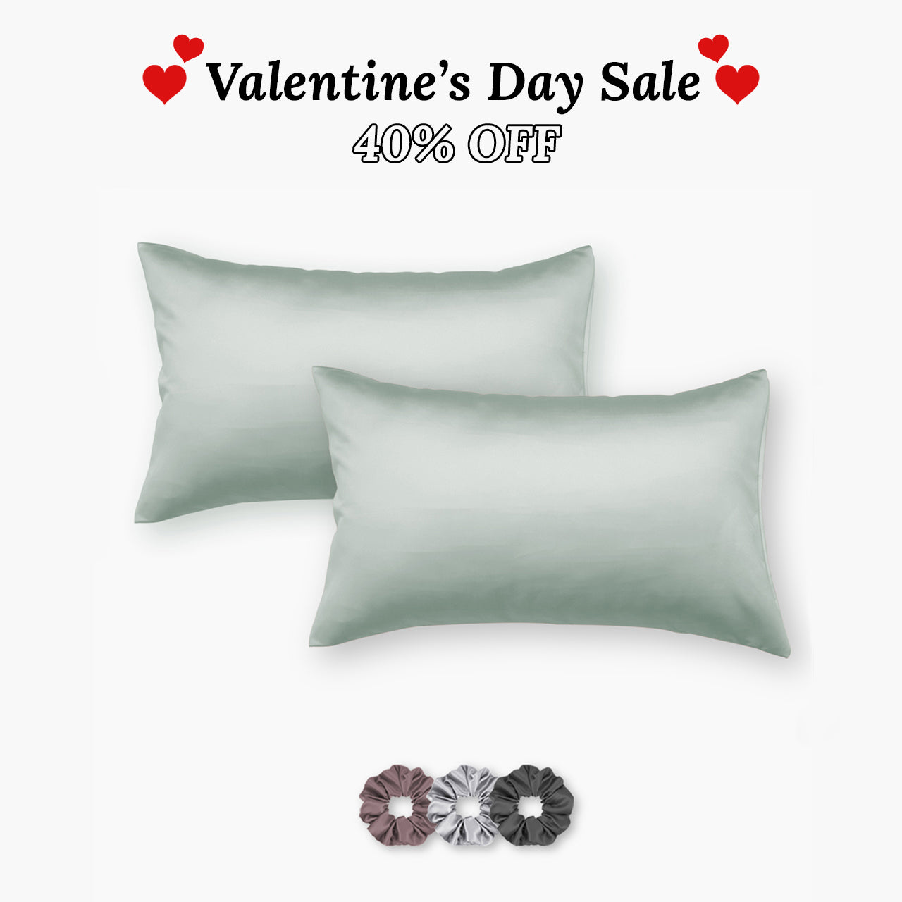 Satin Pillow Covers - Pack of 2 (With 3 free scrunchies)