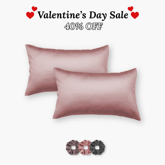 Wine Satin Pillow Covers - Set of 2 (With 3 Free Scrunchies)