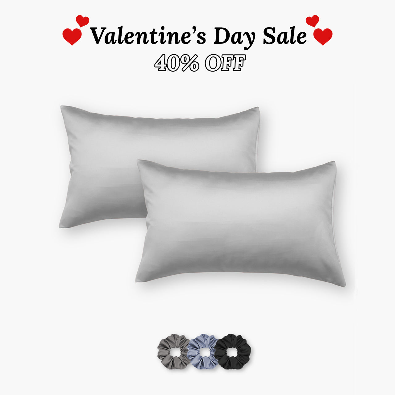 Satin Pillow Covers - Pack of 2 (With 3 free scrunchies)