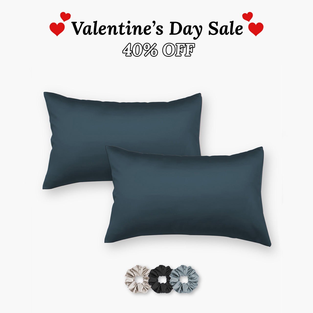 Satin Pillow Covers - Pack of 2 (With 3 free scrunchies)