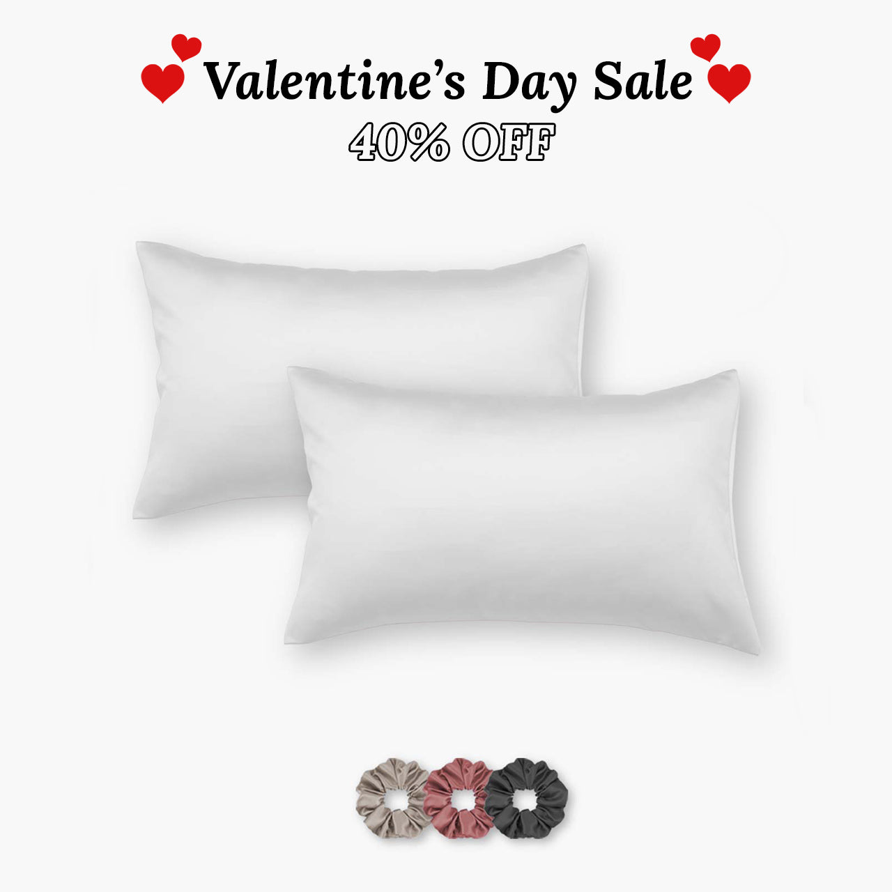 Satin Pillow Covers - Pack of 2 (With 3 free scrunchies)