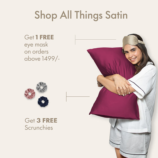 Brown Satin Pillow Covers - Set of 2 (With 3 Free Scrunchies)